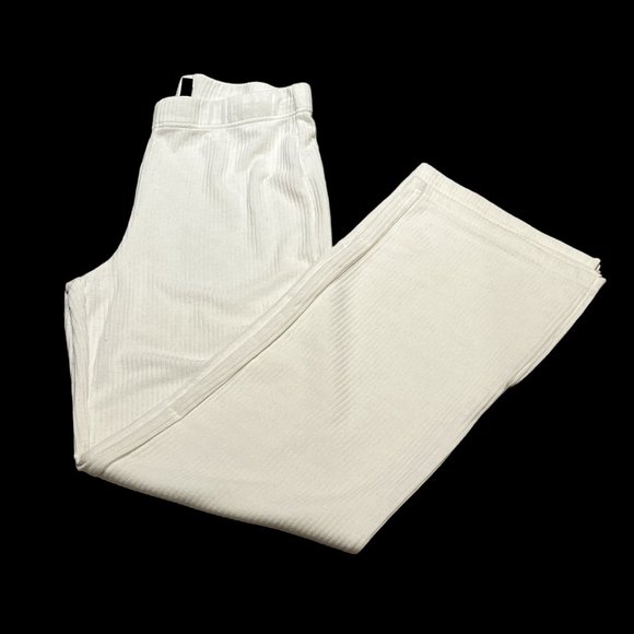 DIVIDED H&M Pants Size Medium Winter White Ribbed Elastic Waist Wide Leg - Picture 4 of 12
